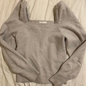 Square neck, puffy shoulder sweater